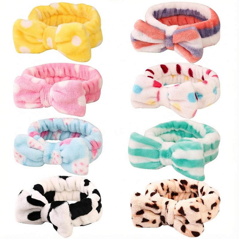 Hishexin Stocking Stuffers for Teen Girls, 8 Pack Bow Spa Skincare Headband for Washing Face, Christmas Gifts Spa Party Favors Bulk Gifts for Teens Girls - Image 1